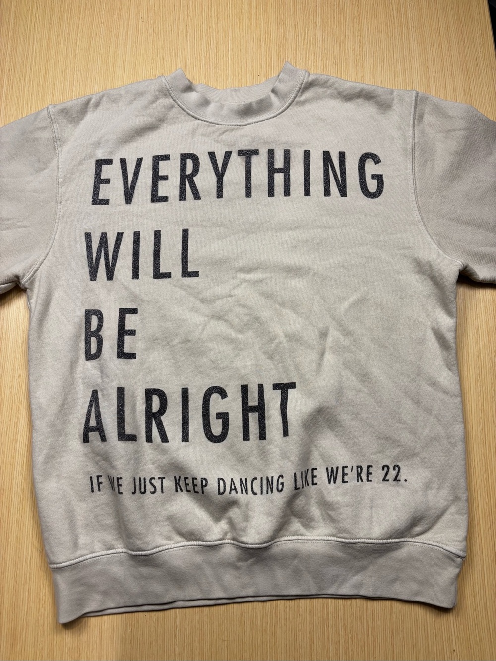 Taylor Swift 22 Everything Will Be Alright Gray Crewneck Sweatshirt RARE! Sz M